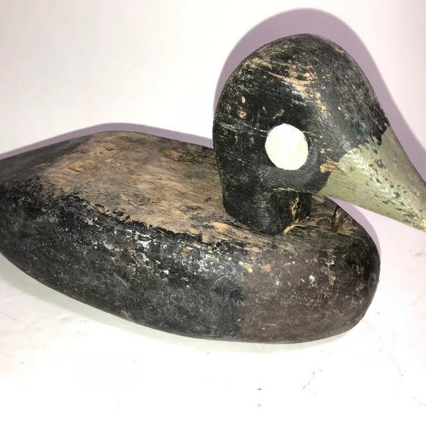 Primitive Antique Wooden Duck Hunting Decoy with Original Paint from Vermont