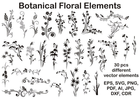 Download Flower Doodles Floral Doodles Floral Clipart Floral Etsy