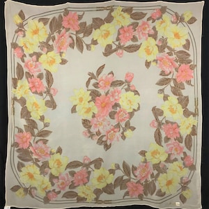 LANCEL Silk Scarf: Vintage Designer Square Shawl (39&quot;x40.5&quot;) LC803