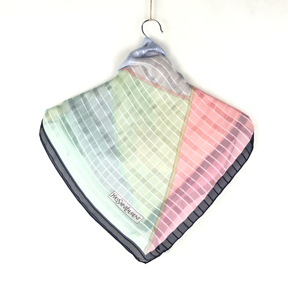 YSL scarf 31"x30" Authentic silk scarves silk sca… - image 3