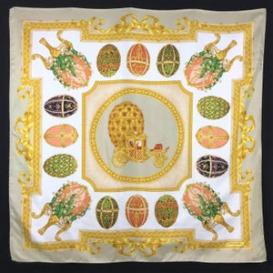 LANCEL Silk Scarf: Vintage Designer Square Shawl (34&quot;x33.5&quot;) LC802