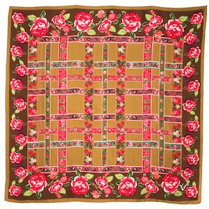 KENZO Silk Scarf: Vintage Designer Square Scarves 34.5&quot;x34.5&quot; KZ401