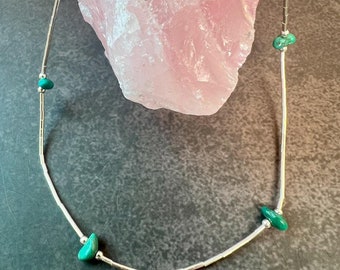 Handcrafted Liquid Silver Turquoise Nugget Beaded Anklet - 9.5 inches - Turquoise Ankle Bracelet