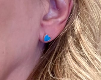 Sterling Silver Heart Stud Earrings: 6mm Gemstone Post Earrings