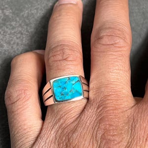 Handcrafted Sterling Silver Turquoise Ring: Gemstone Men&#39;s Ring