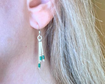 Handcrafted Sterling Silver Malachite Dangle Earrings
