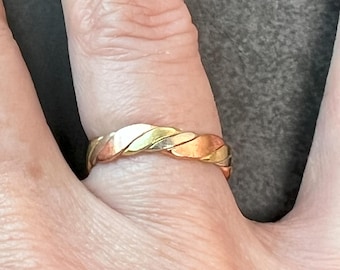 Anillo de cobre hecho a mano: Anillo estilo boho retorcido, 3 mm