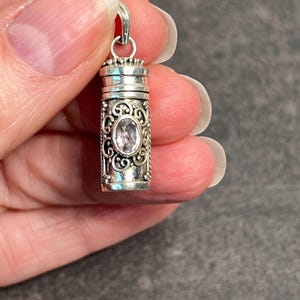 Sterling Silver Pill Box Pendant, Bali Locket, Secret Vial