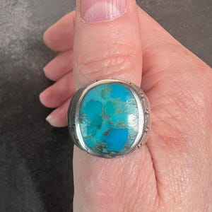 Handmade Sterling Silver Turquoise Ring: Snake Accent, Gemstone Mens Gift