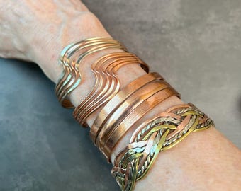 Handmade Copper Cuff Bracelet: Adjustable Bangle Jewelry