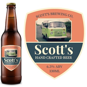 70s Beer Label, custom photo beer labels