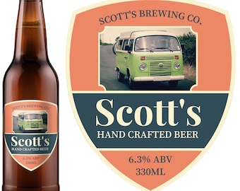 70s Beer Label, custom photo beer labels