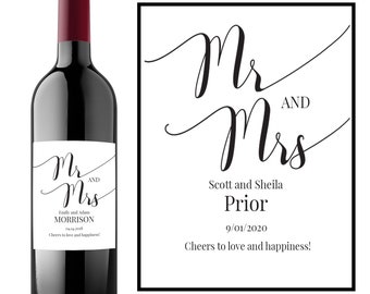Personalized Mr & Mrs Wine Label: Wedding Favor, Bridal Shower