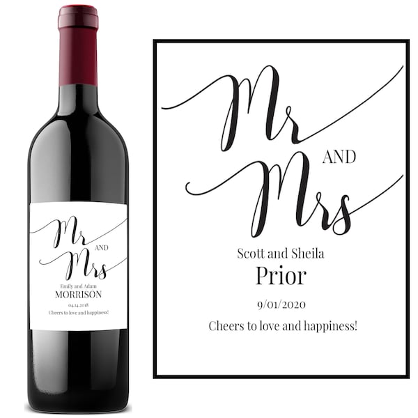 Mr Mrs wine Label, Wine Label wedding, Wedding Favors, Bridal Shower - Photo Wine Label - personalized wine mini labels