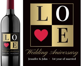 Personalized Wedding Wine Label – Anniversary Gift, Waterproof Vinyl