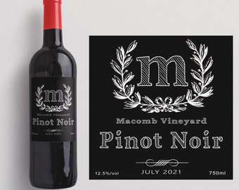 Monogram Wedding Wine Label: Custom Photo, Waterproof Vinyl