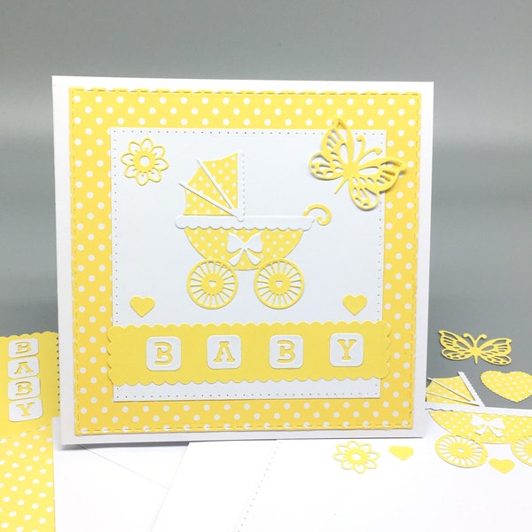 Baby Shower Card Making Kit - New Born Baby Card Kit - Handmade Card And Envelope