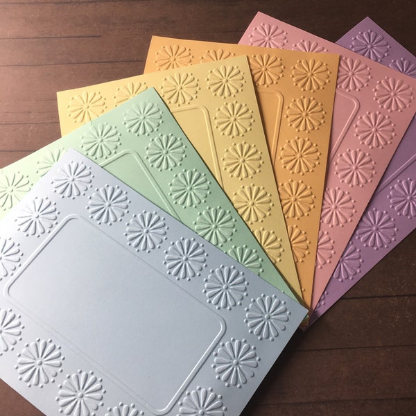 4 x Embossed Flower Paper Cards - Components For Handmade Cards