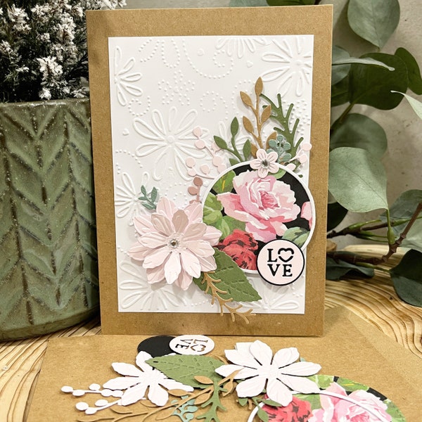 Verjaardagskaart maken Kit - Verjaardag, Bruiloft, Bruidsdouche, Valentijnsdag, Moederdag DIY Card Kit - Handgemaakte kaart en envelop