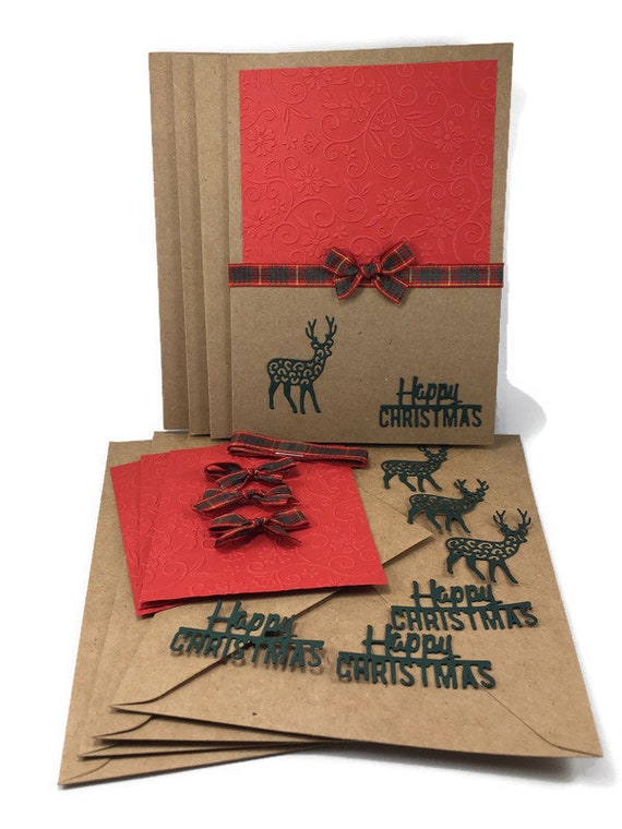 Handmade Christmas Card Kit, Kraft Cards with Envelopes