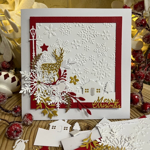 Kit de fabricación de tarjetas navideñas de lujo - Kit de tarjetas navideñas DIY - Tarjetas navideñas y sobres hechos a mano