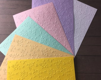 4 x Embossed Rose Paper Cards - Components For Handmade Cards