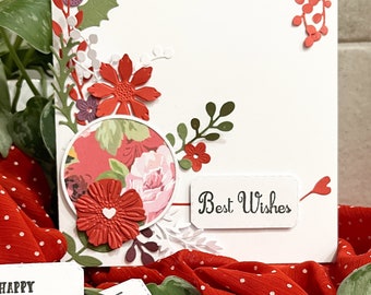 Kit para hacer tarjetas florales: tarjeta y sobre en relieve hechos a mano