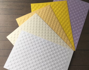 4 x Embossed Checked Paper Cards - Components For Handmade Cards