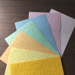 4 x Embossed Flower Paper Cards - Components For Handmade Cards