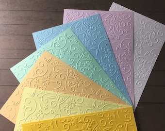 4 x Embossed Flower Paper Cards - Components For Handmade Cards