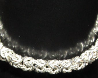 Silver Byzantine Weave Bracelet with Toggle Clasp 15.5cm 21gr