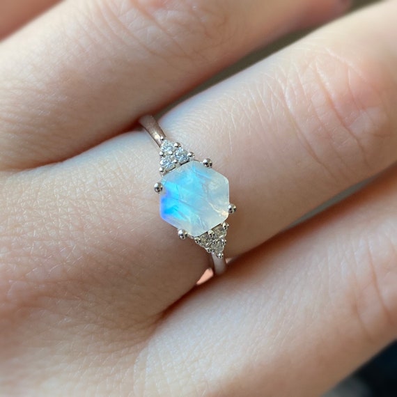 Royal Blue Moonstone and Diamond Ring - Turgeon Raine