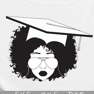Senior black woman black and white  - Black Girl Graduation SVG - African American Graduation Girl Svg - Graduation Cap clipart  - S389