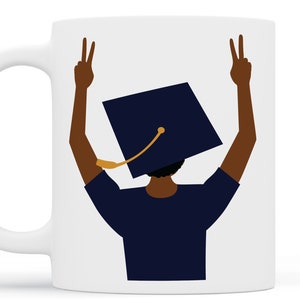 Senior black man - Black man Graduation SVG - African American Graduation boy Svg - Graduation Cap blue gold clipart - S565