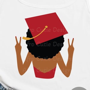 Senior zwarte vrouw - Black Girl afstuderen SVG - African American Graduation Girl Svg - Graduation Cap roodgouden clipart-S491