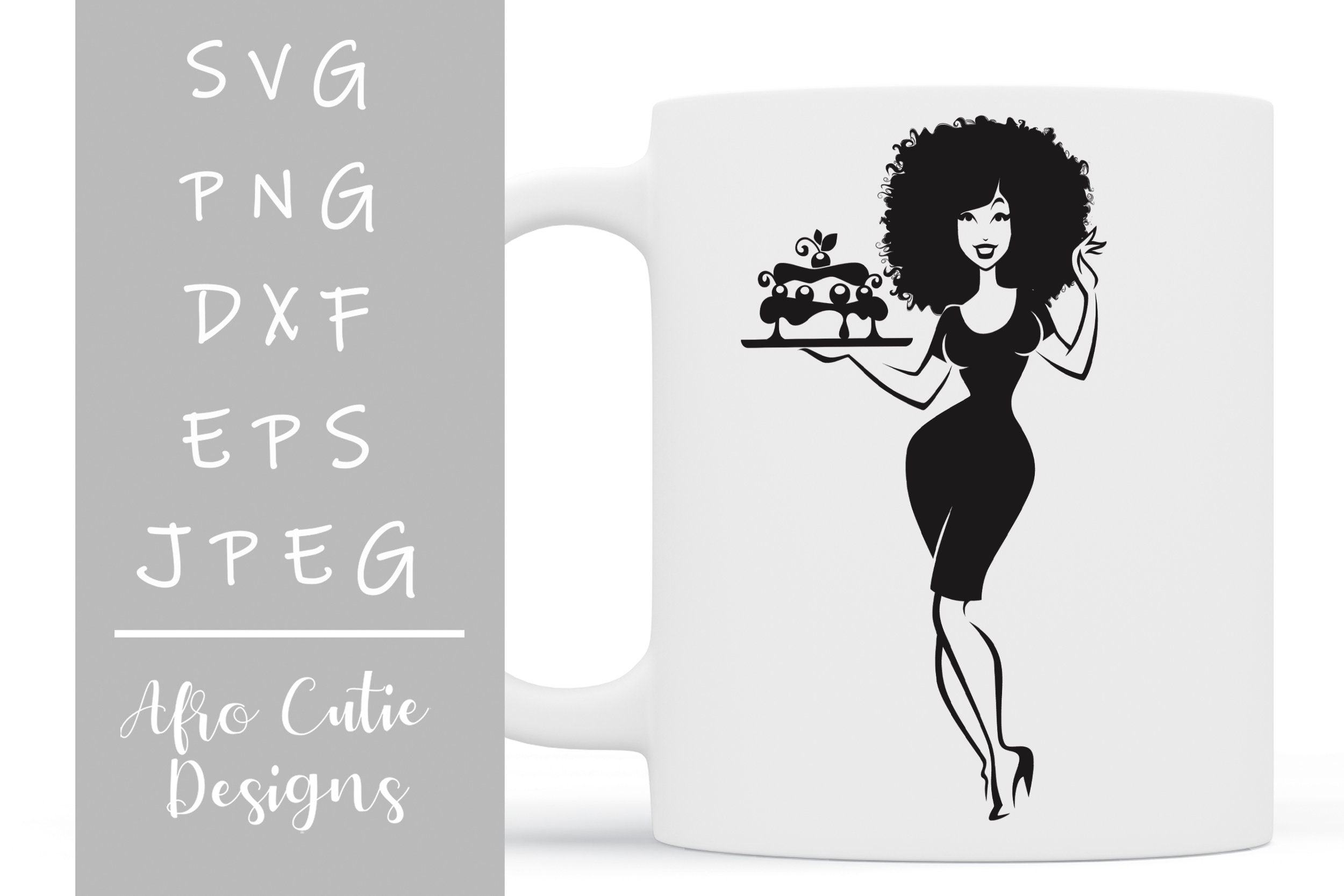 Download Retro Woman Afro Silhouette Cake Baking African American Etsy