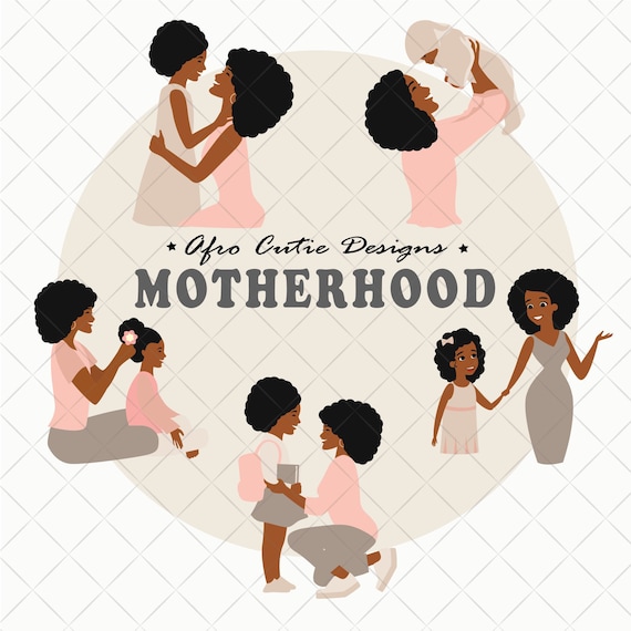 African American Mom Clip Art Motherhood Mother's Day - Etsy