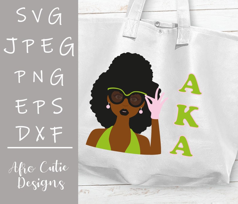 Download Afrohair Clip Art African American Woman Black Hair S150 Svg Cutting File Eps Dxf Jpeg Png Aka Sorority Girl Glasses Green Pink Clip Art Art Collectibles Keyforrest Lt