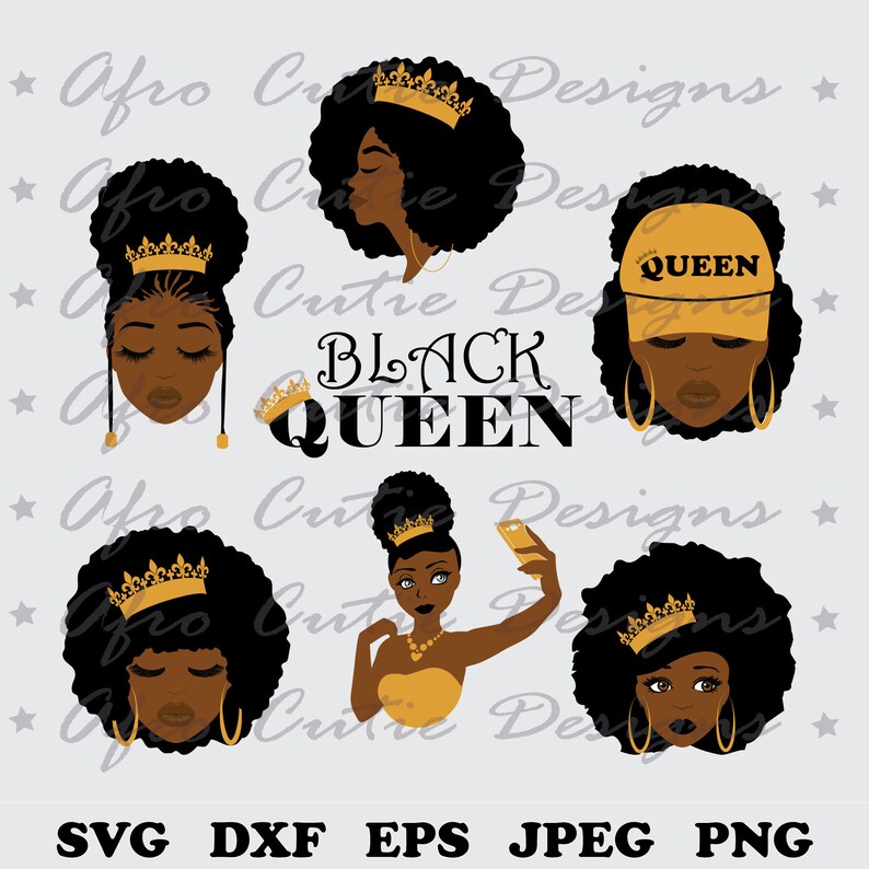 7x Black Queen Set Woman Afro African American Afro Woman - Etsy