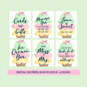 Ice Cream Bridal Shower Sign Pack - INSTANT DOWNLOAD - Ice Cream Shower Signs, Ice Cream Bridal Shower, Scooped Up, Decorations