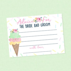 Ice Cream Advice For The Bride and Groom Bridal Shower Cards - INSTANT DOWNLOAD - Advice Cards, Ice Cream Bridal Shower, Advice for Couple