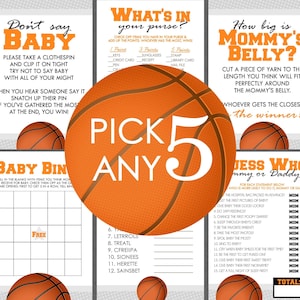 Basketball Baby Shower Games - PICK ANY 5 - 30 Games To Choose From - Basketball Baby Shower, Basketball Shower Games, Guess Who, Emoji