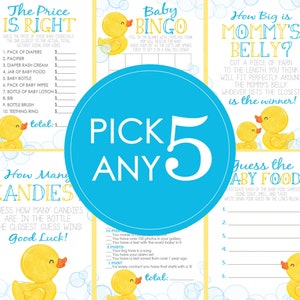 Rubber Duck Baby Shower Games PICK ANY 5 30 Games to Choose From Ducky, Rubber Duck Baby Shower, Game Pack, Duckie image 1