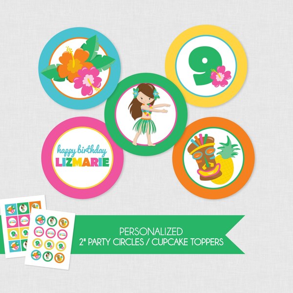 Luau Cupcake Toppers - Etsy