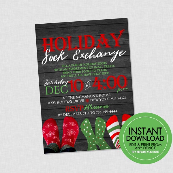 Sock Exchange Invitation - Etsy