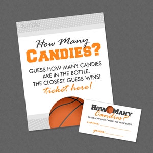 Basketball How Many Candies Baby Shower Game - INSTANT DOWNLOAD - Basketball Baby Shower, Basketball Shower Games, How Many Candies, Guess