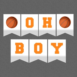 Oh Boy Basketball Baby Shower Banner - INSTANT DOWNLOAD - Basketball Baby Shower, Basketball Baby Shower Banner, It&#39;s A Boy, Hanging Banner