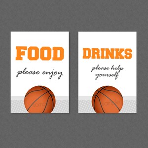 Basketball Food & Drinks Party Signs - INSTANT DOWNLOAD - Basketball Baby Shower, Basketball Party Signs, Basketball Food Sign, Drink Sign