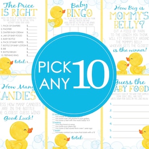 Rubber Duck Baby Shower Games - PICK ANY 10 - 30 Games to Choose From - Duckie, Rubber Duck Baby Shower, Game Pack, Ducky Baby Shower Games