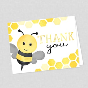 Biene Danke Karte - INSTANT DOWNLOAD - Biene Geburtstag, Biene Baby Shower, Gefaltet Danke, Biene Danke, Hummel, Hummel, Falten